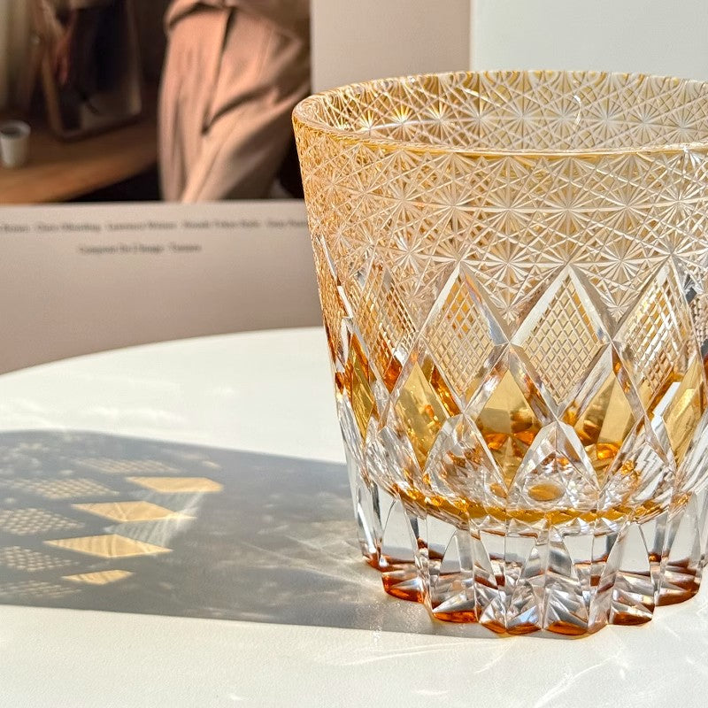 Edo Kiriko Whiskey Glass-Star Shield