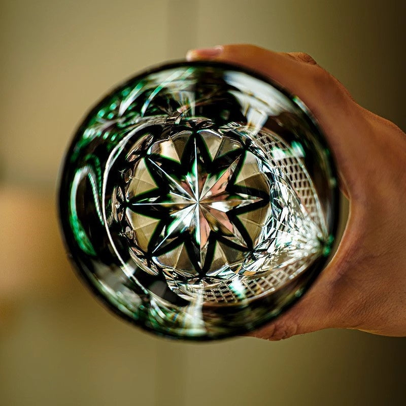 Green Serpent Edo Kiriko Whiskey Glass