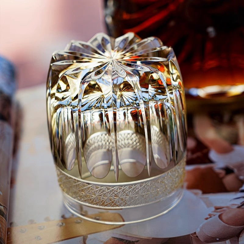 Amber Celestial Whiskey Glass With Wooden Box