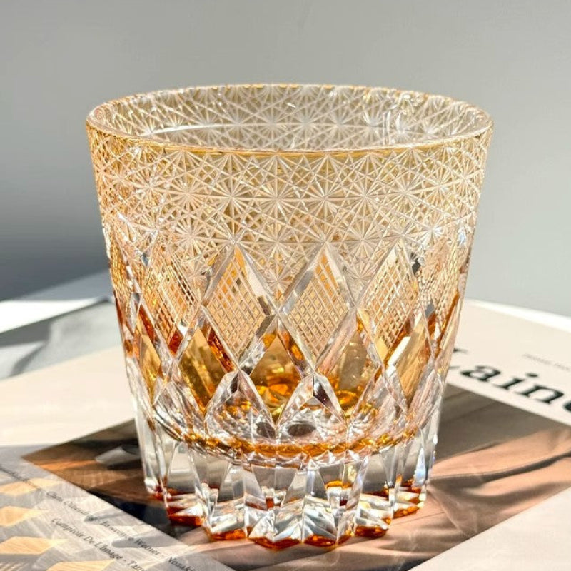 Edo Kiriko Whiskey Glass-Star Shield