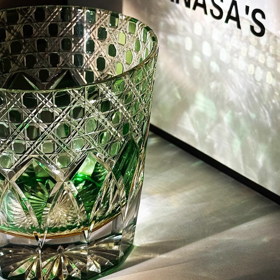 Green Shadow Edo Kiriko Glass