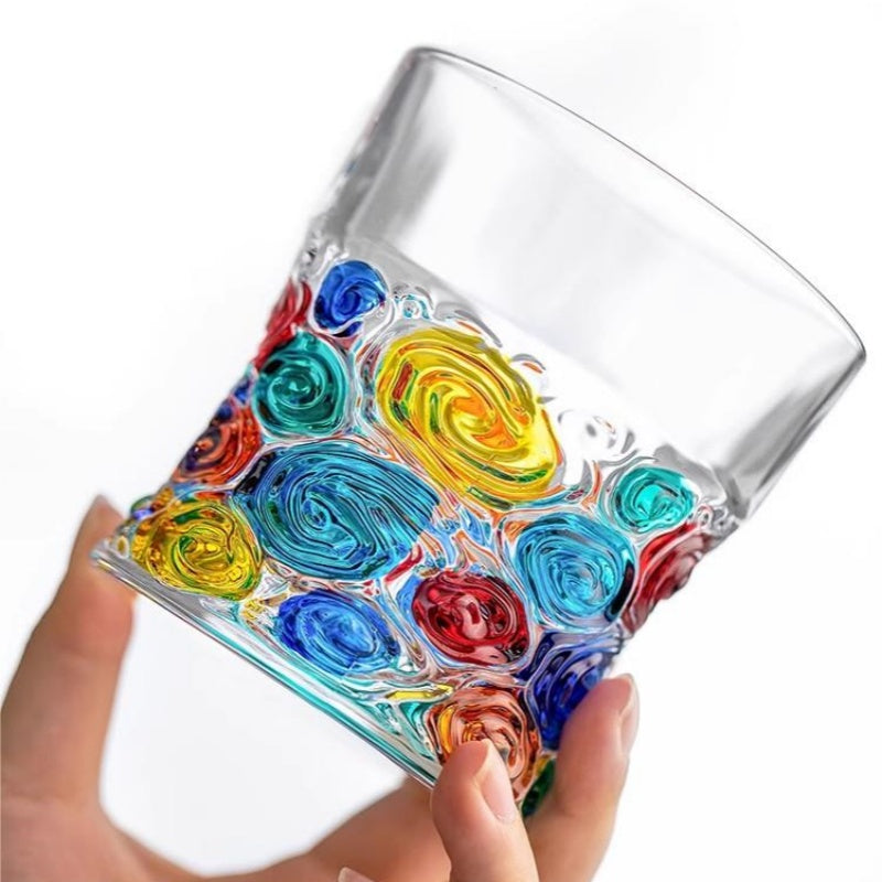 ZECCHIN Colored Glass Whiskey Colorful Checkered Glass