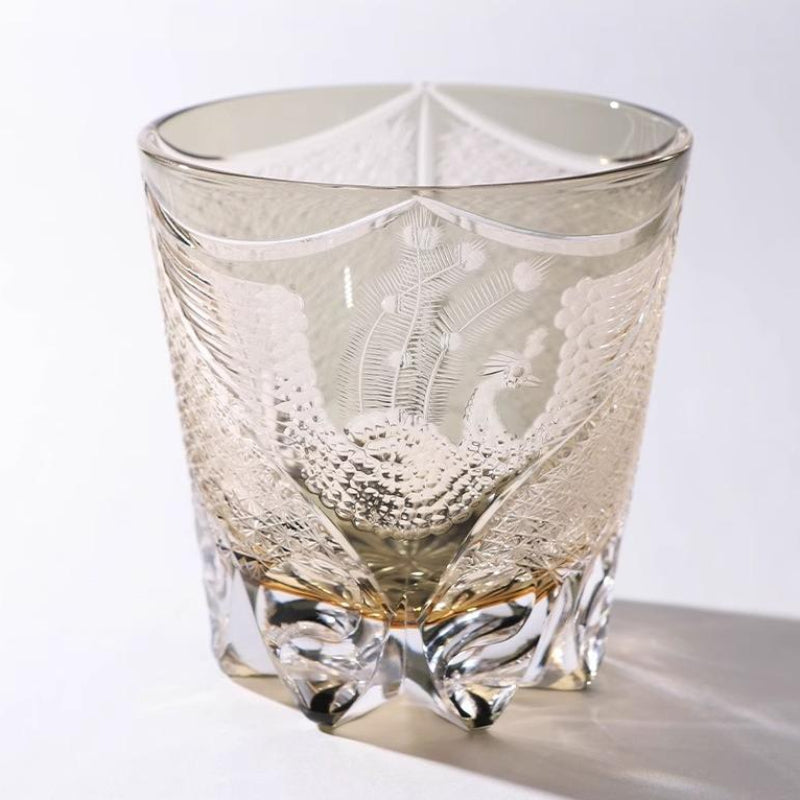 Edo Kiriko Handcrafted Gray Phoenix Whiskey Glass