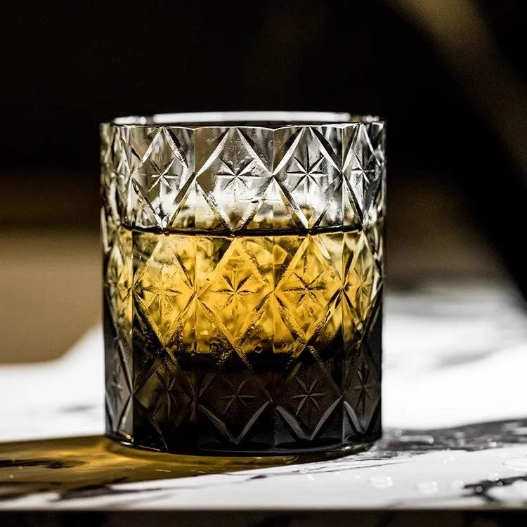 Ink Black Star Lead-Free Crystal Edo Kiriko Whiskey Glass