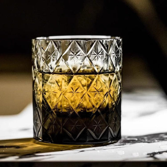 Ink Black Star Lead-Free Crystal Edo Kiriko Whiskey Glass