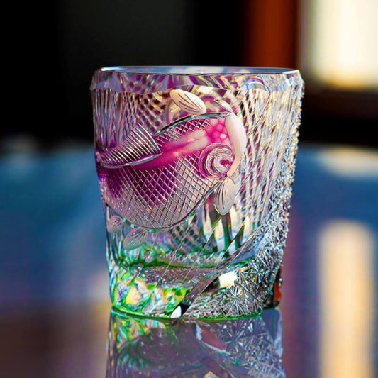 Edo Kiriko Kingyo Nishiki Hand-Cut Whisky Glass