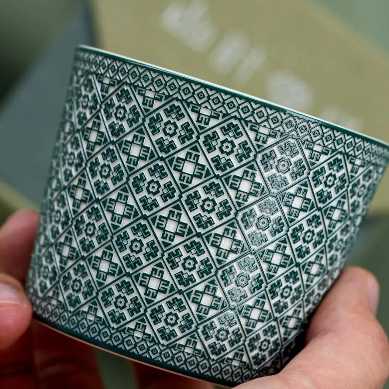 ClayWhispers | Handcrafted Geometric Ceramic Coffee Cup (220ml)