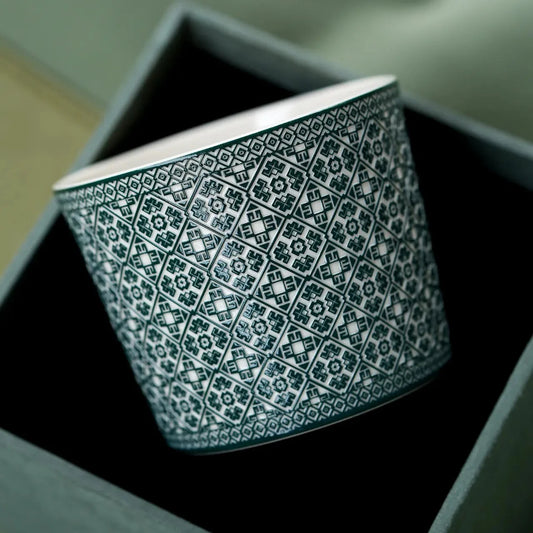 ClayWhispers | Handcrafted Geometric Ceramic Coffee Cup (220ml)