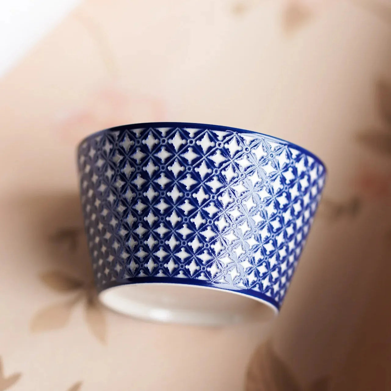Qiyuan Handcrafted Underglaze Carved Peony Porcelain Cup – 110ml