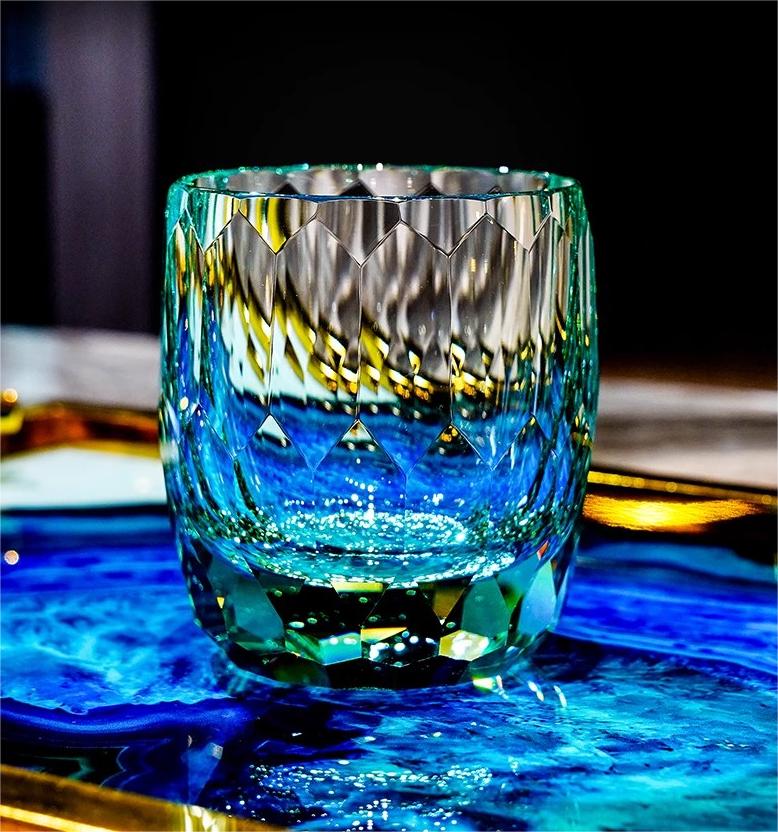 Japanese Edo Kiriko Diamond Faced K9 Crystal Whiskey Glass