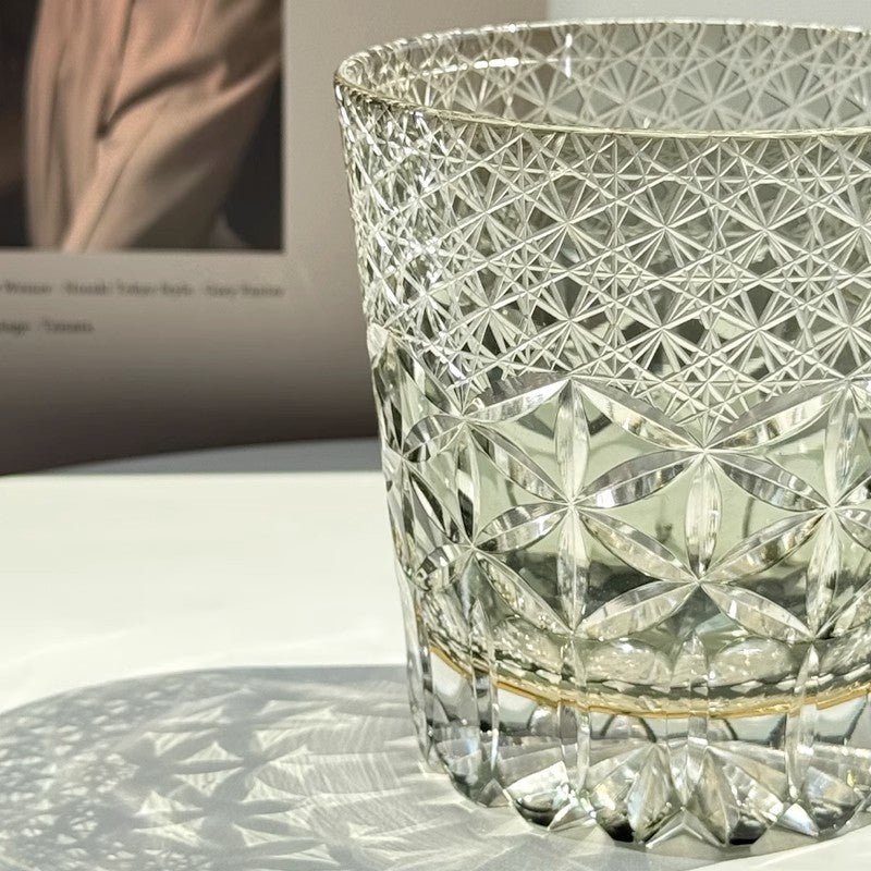 Edo Kiriko Whiskey Glass-Star Shield