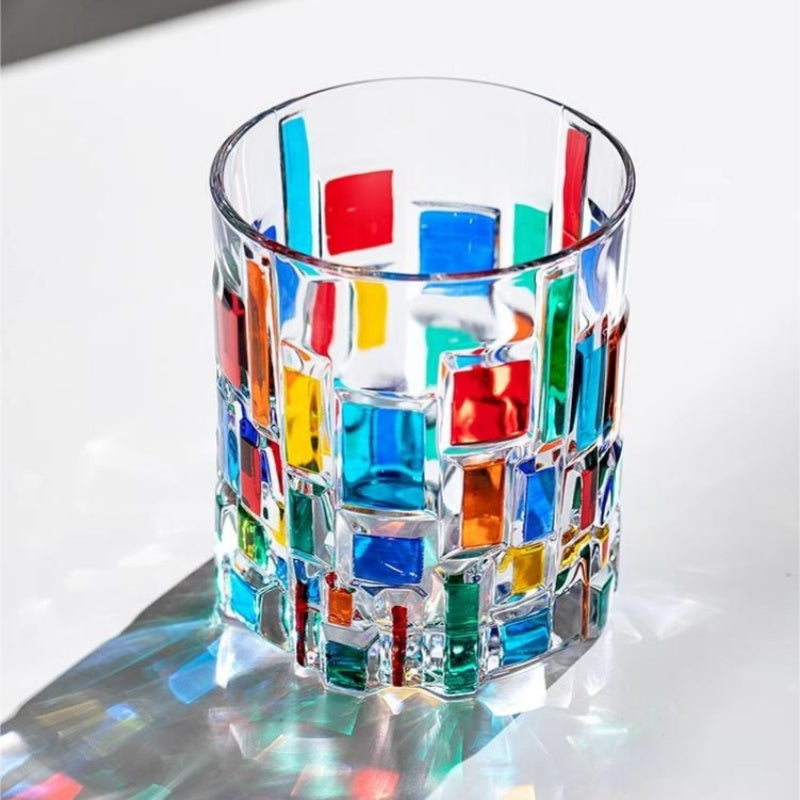 ZECCHIN Colored Glass Whiskey Colored Diamond Glass