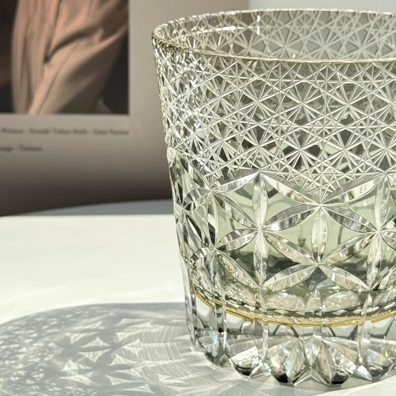 Green Glass Dream Edo Kiriko Whiskey Glass