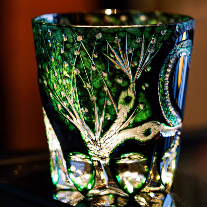 Green Serpent Edo Kiriko Whiskey Glass