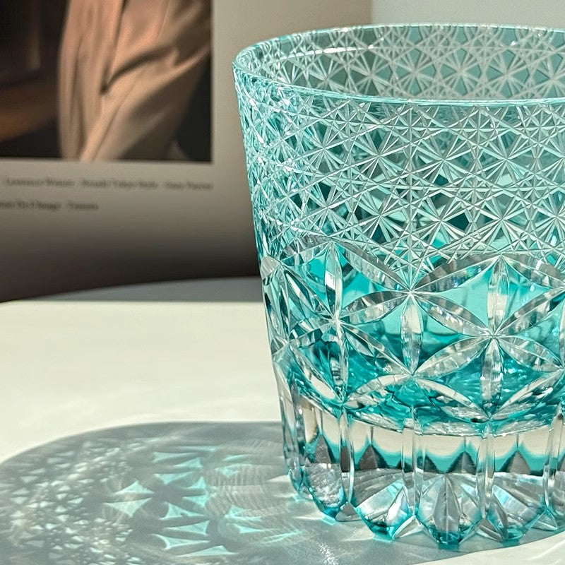 Green Glass Dream Edo Kiriko Whiskey Glass