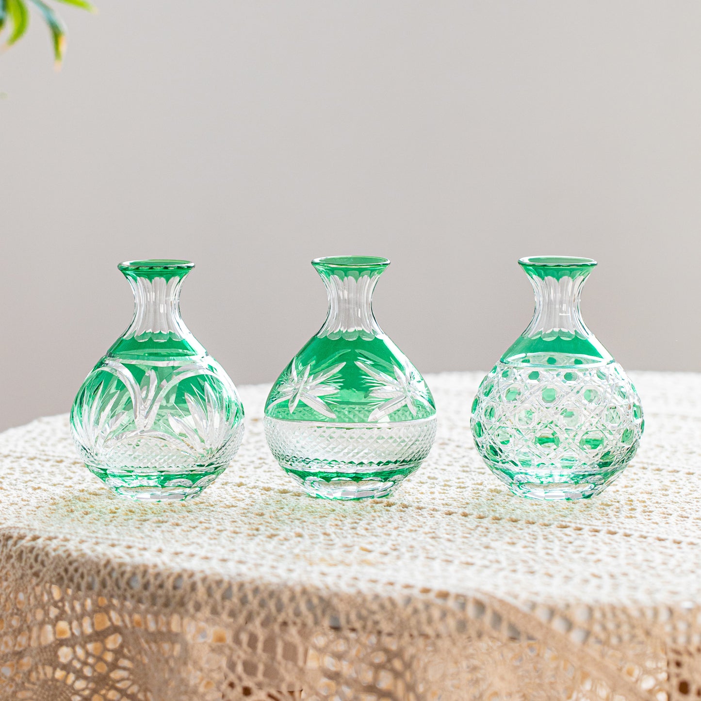 Edo Kiriko Handcrafted Midoriha Sake Collection