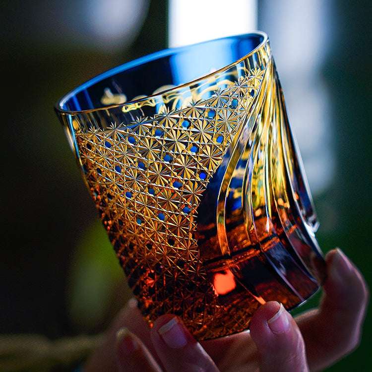 Edo Kiriko Raijin (Thunder God) Hand-Cut Whisky Glass
