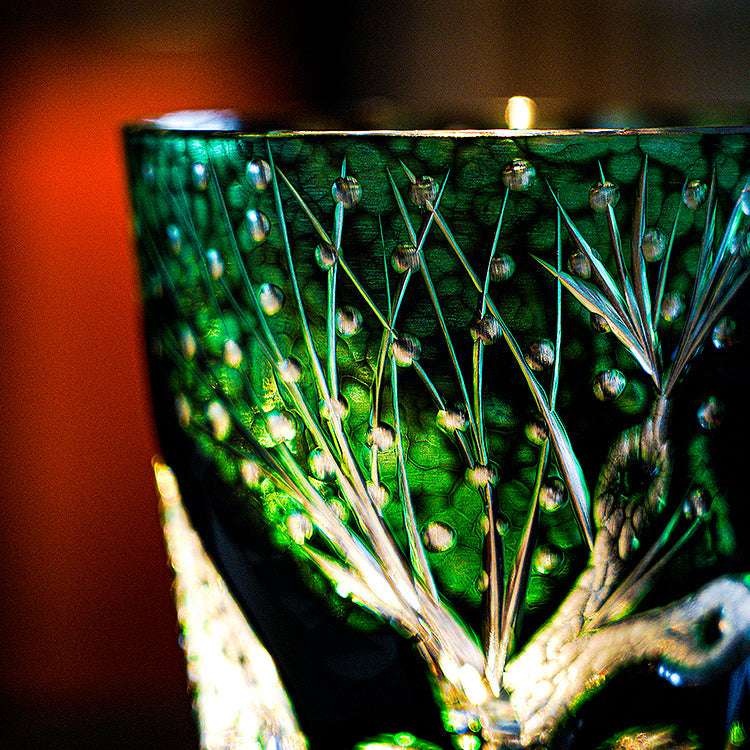 Edo Kiriko Green Serpent Hand-Cut Whisky Glass