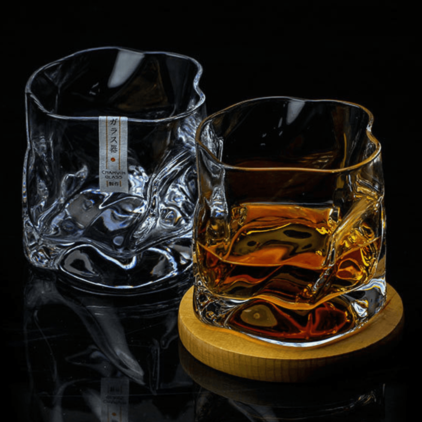 Handcrafted Edo Kiriko Crumple Body Whisky Glass - Authentic Japanese Artistry