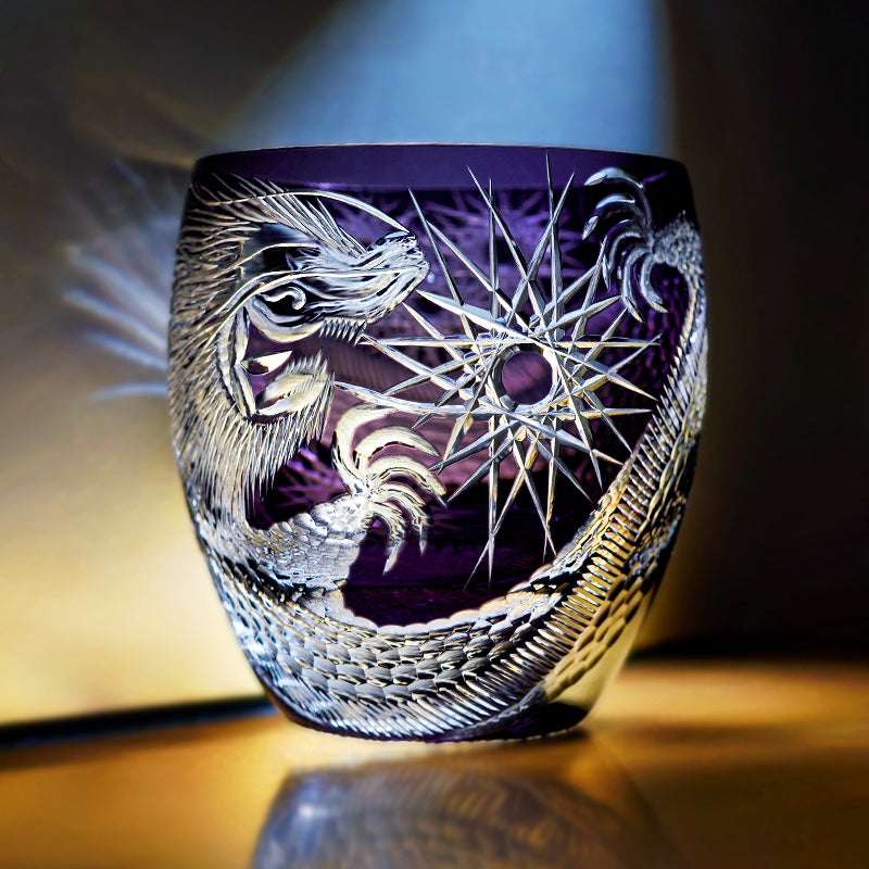Edo Kiriko Majestic Dragon Hand-Cut Whisky Glass