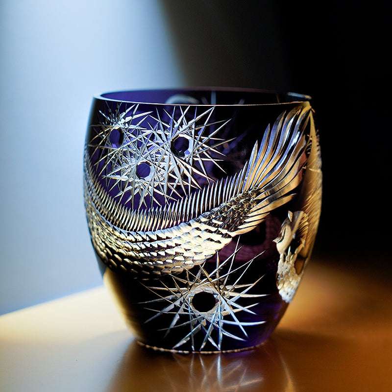 Edo Kiriko Majestic Dragon Hand-Cut Whisky Glass