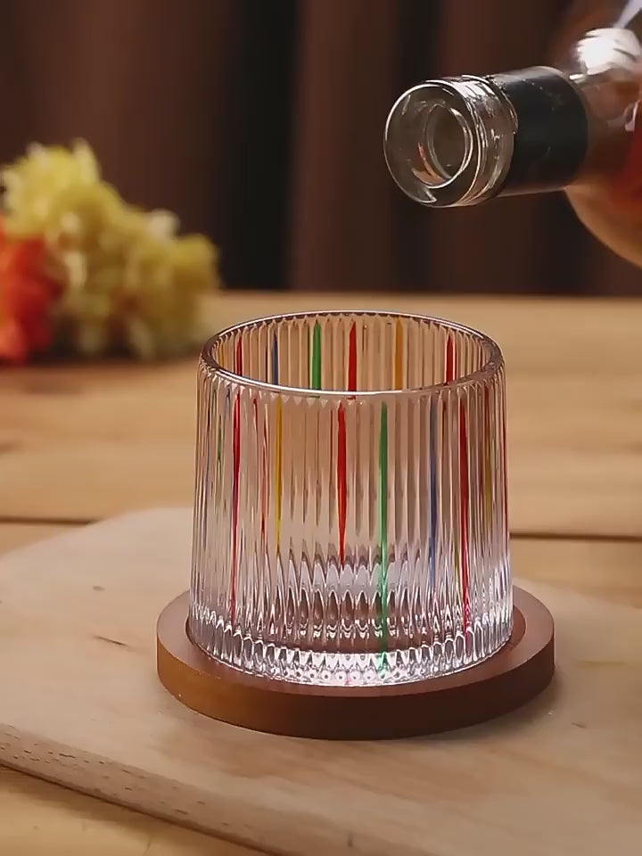 WOOCH Rotating Multi Color Stained Whisky Glass With Gift Box