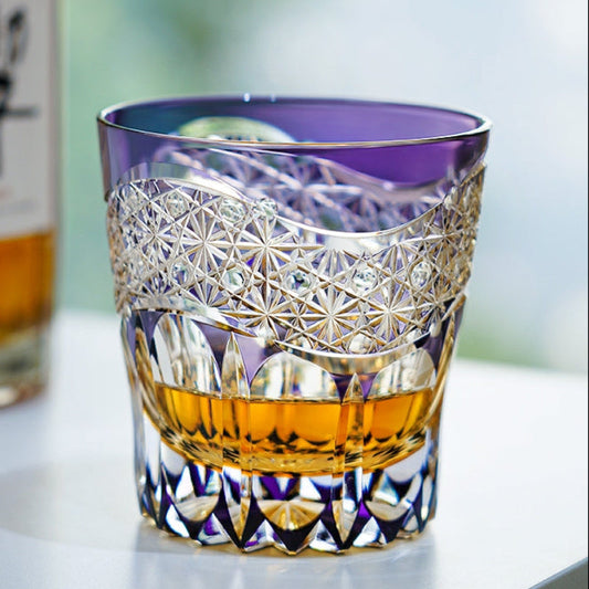 Edo Kiriko Handcrafted Amethyst Prism Whiskey Glass