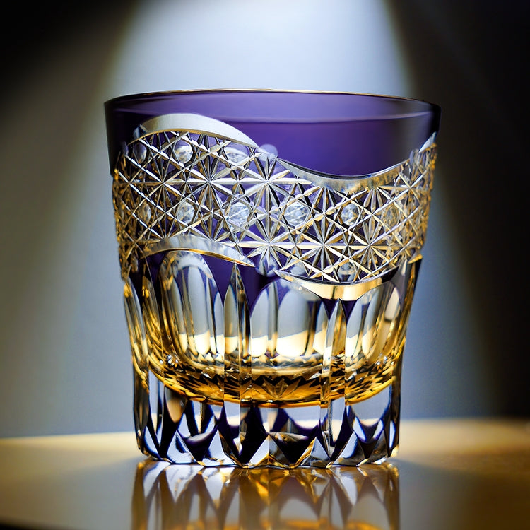 Edo Kiriko Handcrafted Amethyst Prism Whiskey Glass