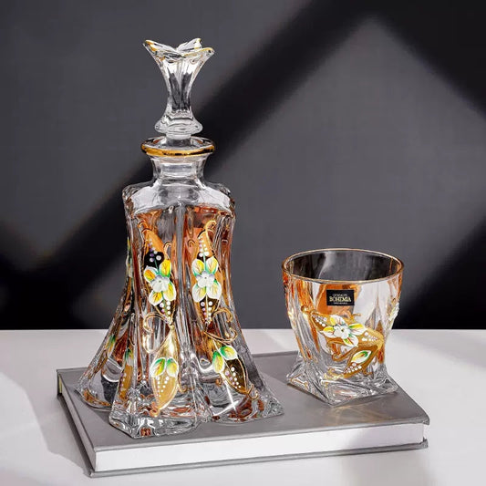 Bohemia Crystalite Butterfly Whisky Decanter Set