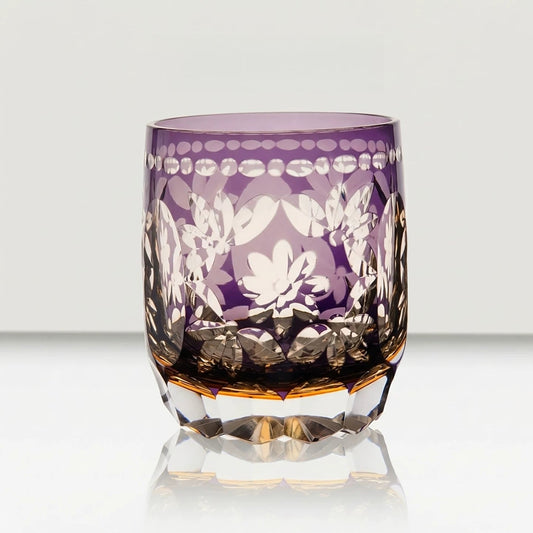 Edo Kiriko Handcrafted Seika Kasane Whisky Glass With Wooden Box