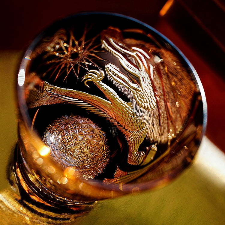 Edo Kiriko Handcrafted Soaring Dragon Whiskey Glass