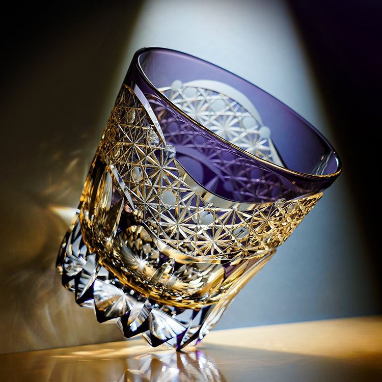 Edo Kiriko Handcrafted Amethyst Prism Whiskey Glass