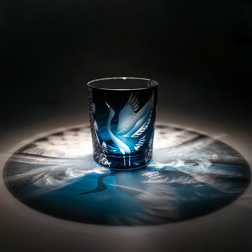 Edo Kiriko Whiskey Glass flying Crane