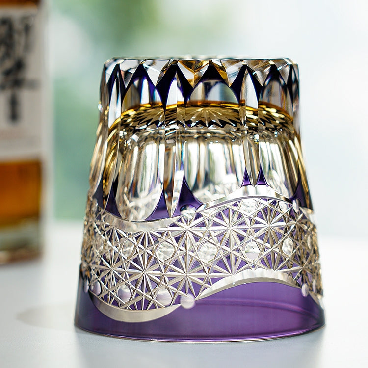 Edo Kiriko Handcrafted Amethyst Prism Whiskey Glass