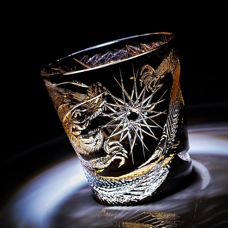 Edo Kiriko Handcrafted Soaring Dragon Whiskey Glass