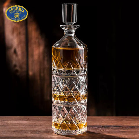 Bohemia Crystal Stackable Whisky Decanter and Glasses Set