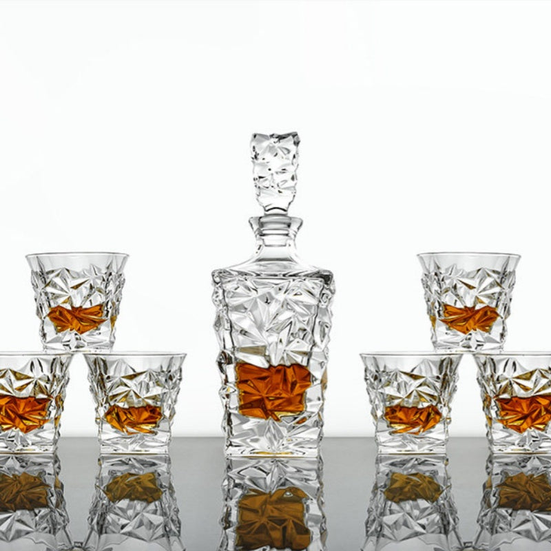 BOHEMIA GLACIER Crystal Whisky Decanter Set