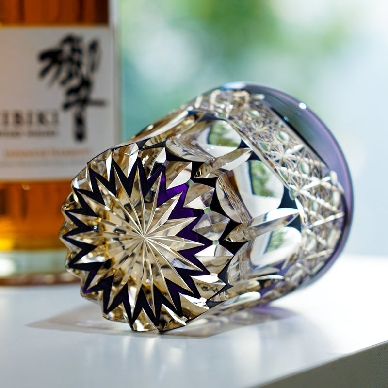 Edo Kiriko Handcrafted Amethyst Prism Whiskey Glass