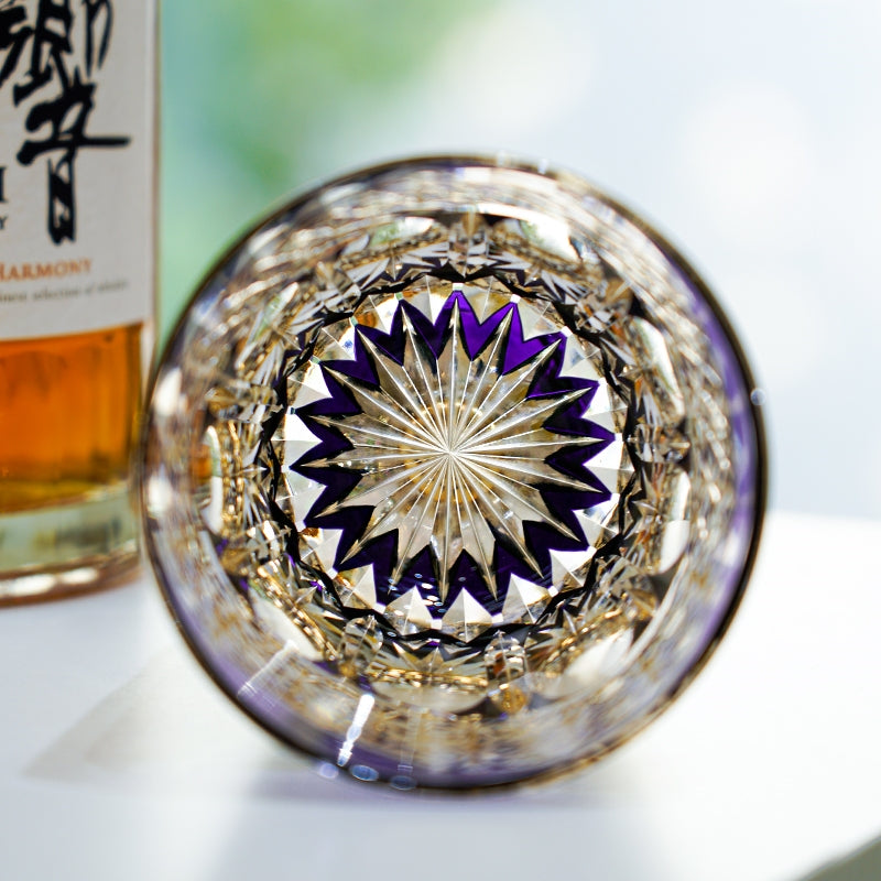 Edo Kiriko Handcrafted Amethyst Prism Whiskey Glass