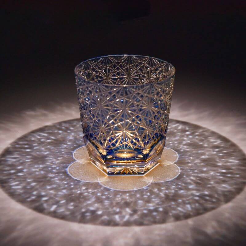 Edo Kiriko Blue Starburst Hand-Cut Whisky Glass