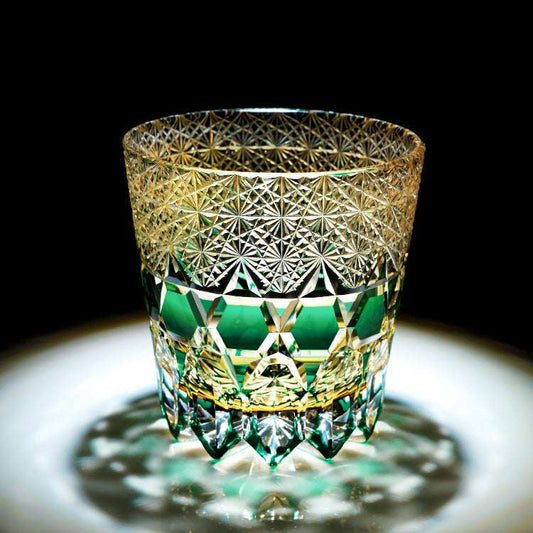 Edo Kiriko Emerald Fluorite Hand-Cut Whisky Glass