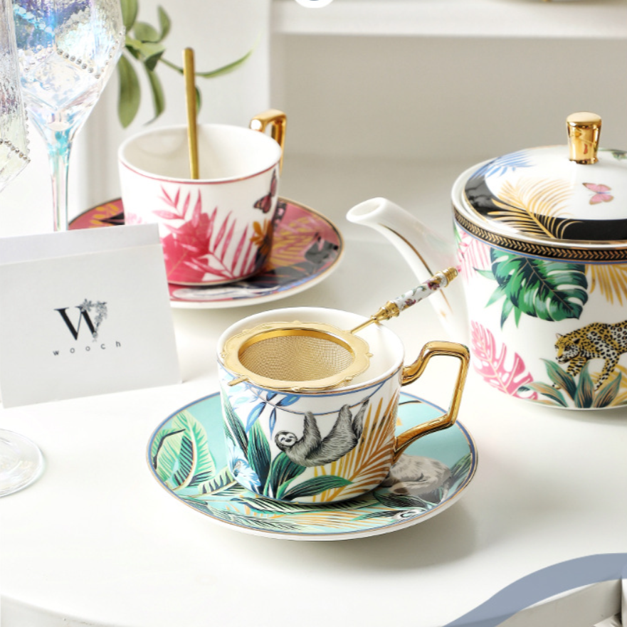 Handcrafted Rainforest Theme Ceramic Tea Cup Gift Sets