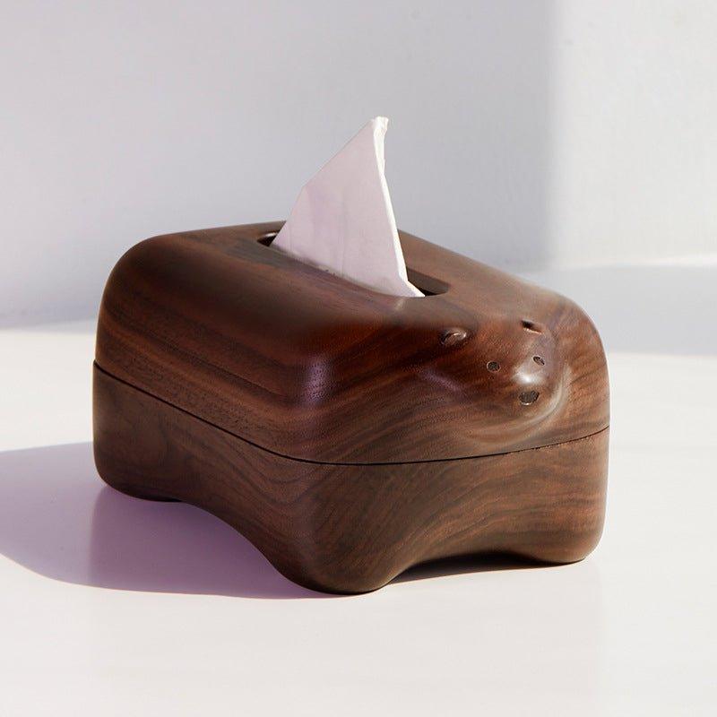 Handcraft Bear Shaped Walnut Wood Tissue Box With Magnetic Cover