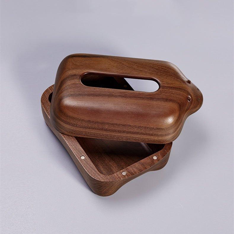 Handcraft Bear Shaped Walnut Wood Tissue Box With Magnetic Cover