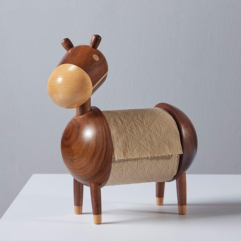 Handcrafted Animal Shaped Wooden Adjustable Toilet Roll Dispensers