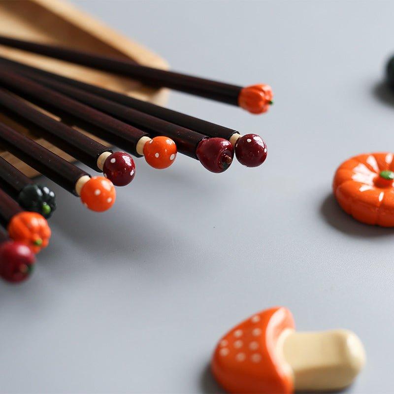 Japanese Handcrafted Fall Seasonal Produce Themed Chopsticks