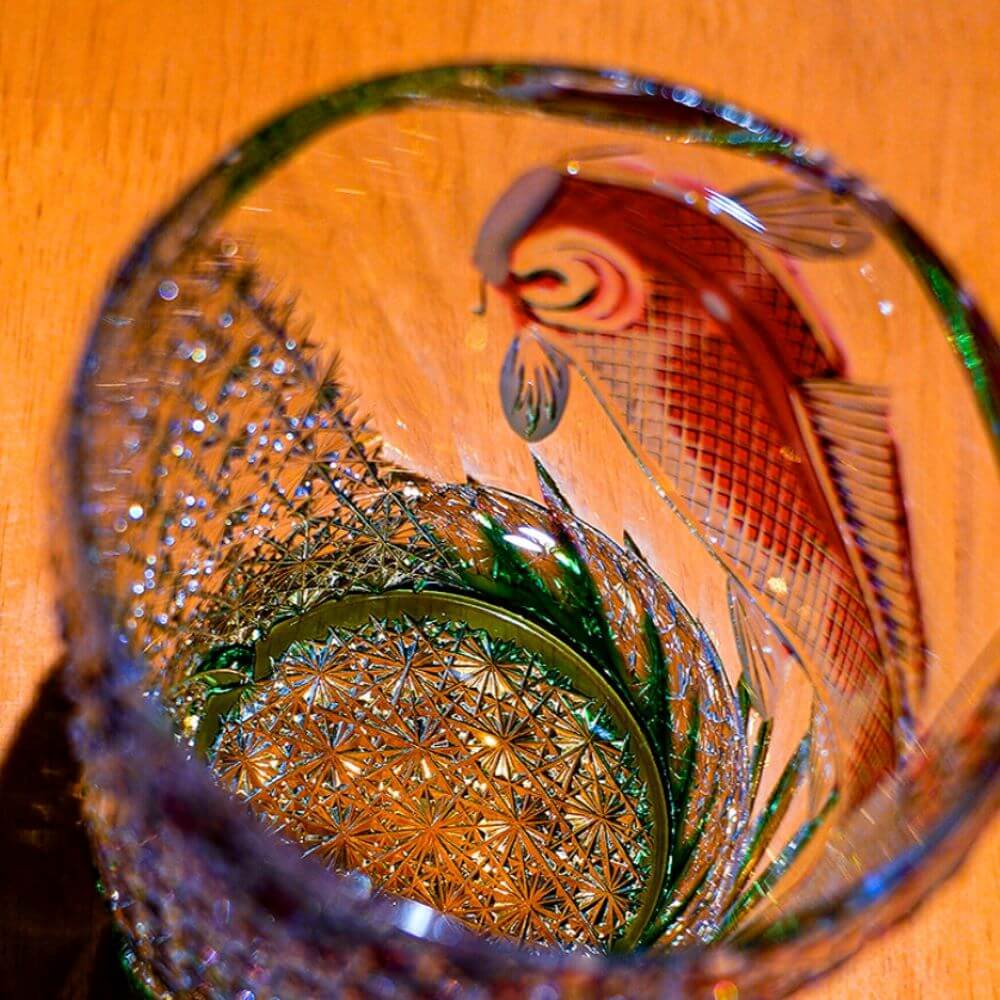 Edo Kiriko Kingyo Nishiki Hand-Cut Whisky Glass