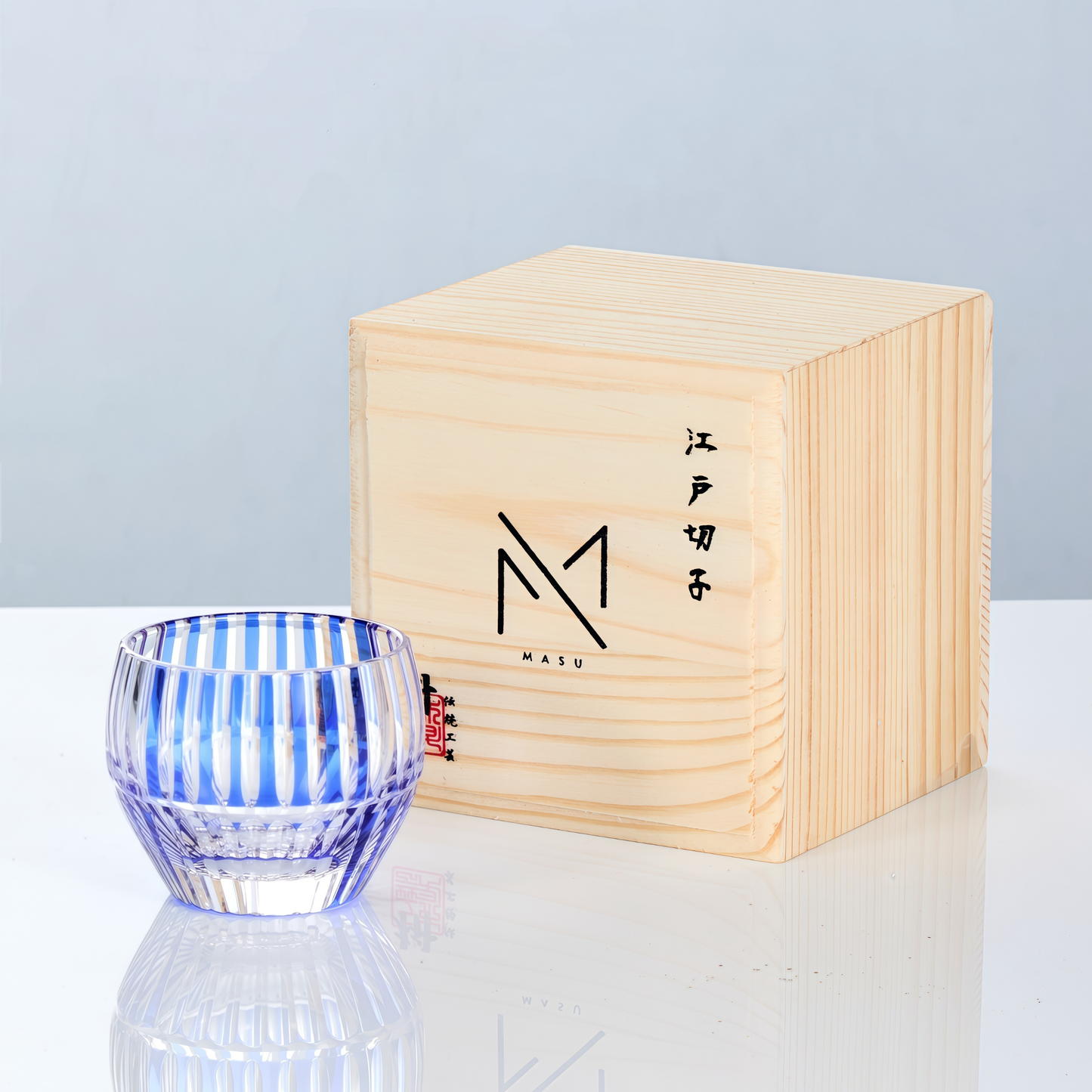 Edo Kiriko Handcrafted Ruri Ochoko Sake Glass Collection