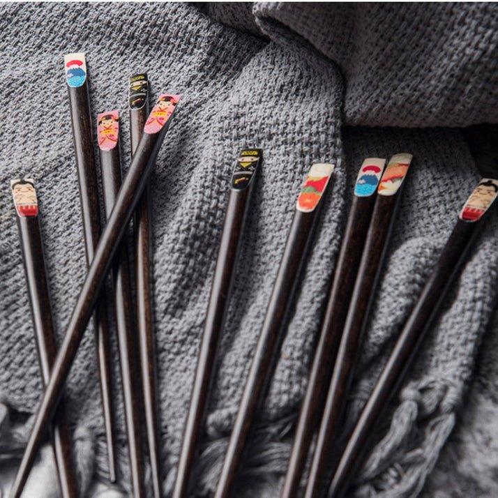 Japanese Wooden Cartoon Themed Chopsticks