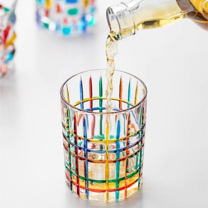 ZECCHIN Colored Glass Whiskey Colored Diamond Glass